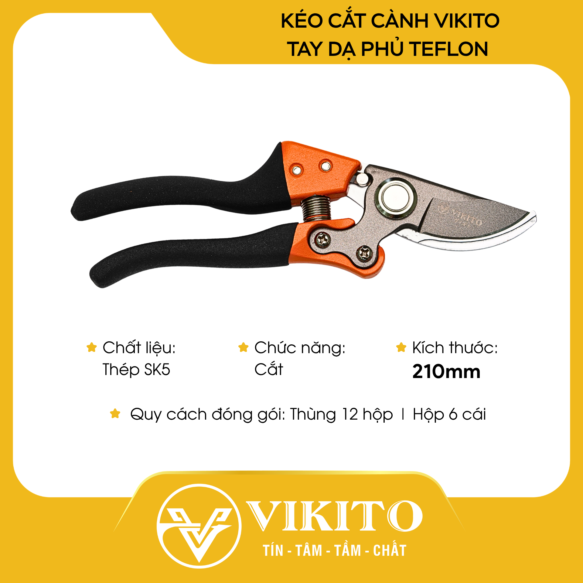 Kéo cắt cành VIKITO 110T tay dạ phủ teflon